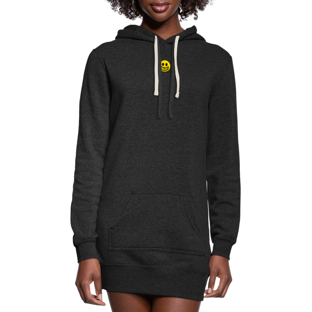 Women's Say Cheese Hoodie Dress (mini smile) - heather black