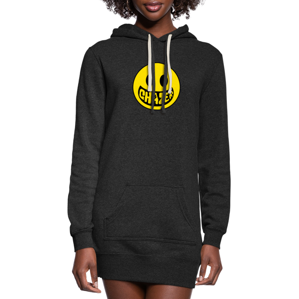 Women's Say Cheese Hoodie Dress (smile big) - heather black