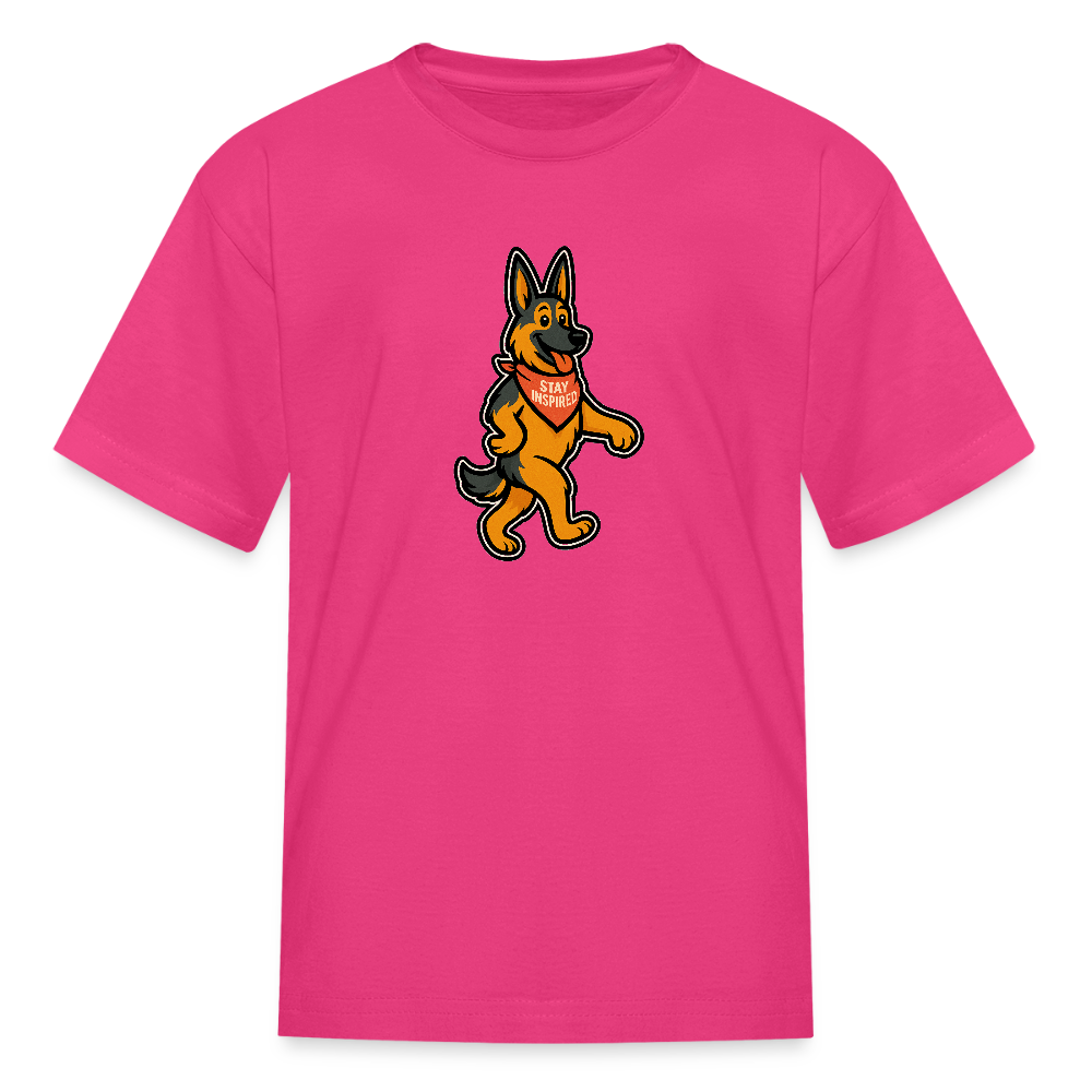 Dancing German Shepherd Kids T-Shirt - fuchsia
