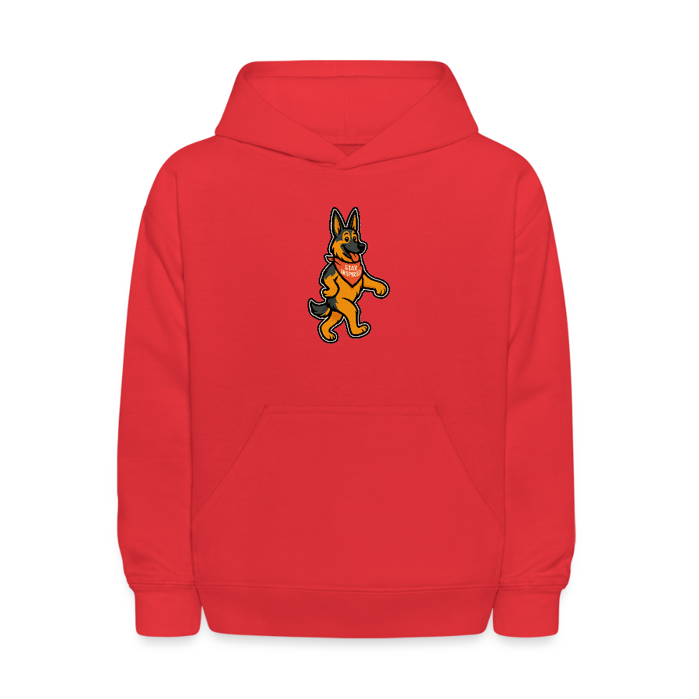 Dancing German Shepherd Kids Hoodie - red