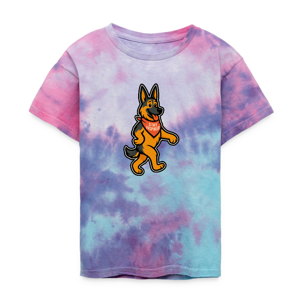 Dancing German Shepherd Kids Tie Dye T-Shirt - cotton candy