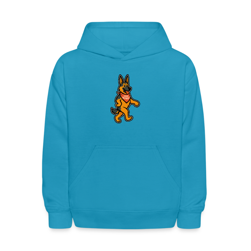 Dancing German Shepherd Kids Hoodie - turquoise