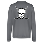 Skull and Hockey Sticks Long Sleeve Active Tee - gray