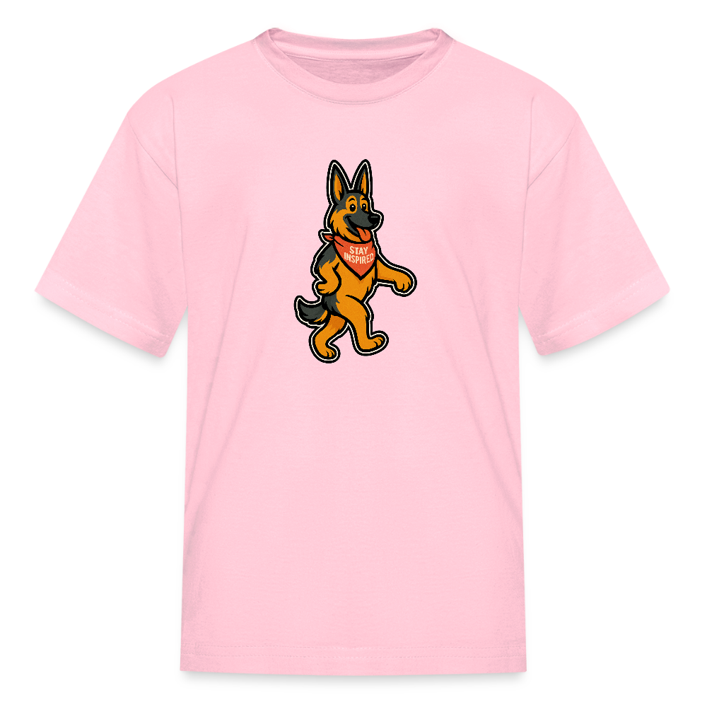 Dancing German Shepherd Kids T-Shirt - pink