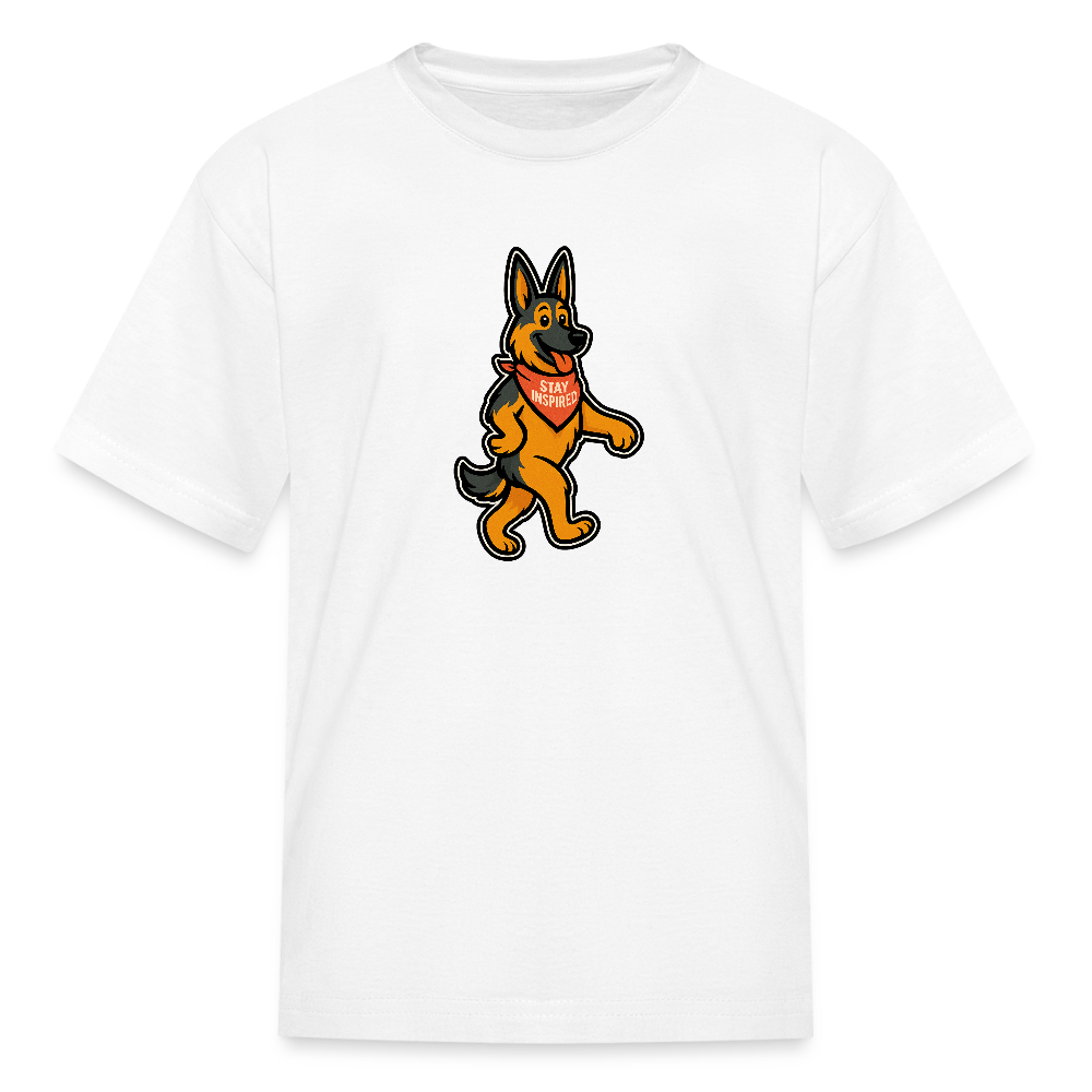 Dancing German Shepherd Kids T-Shirt - white