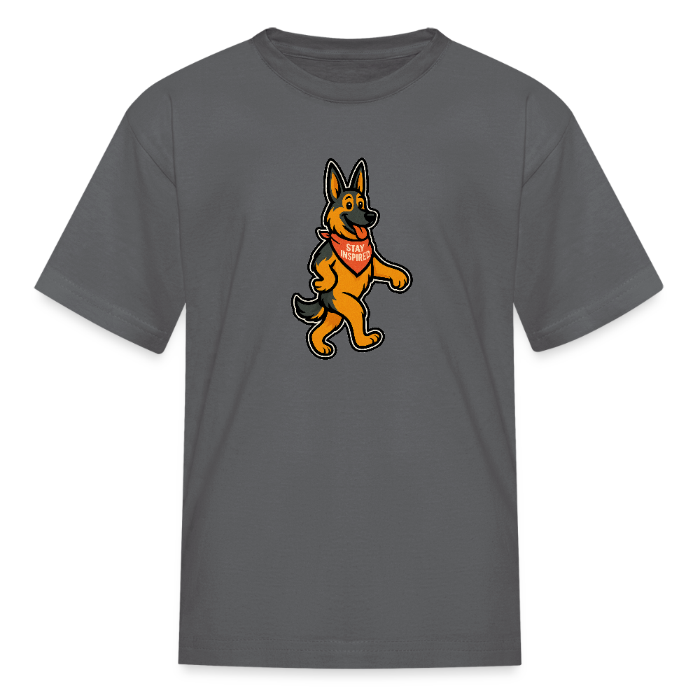 Dancing German Shepherd Kids T-Shirt - charcoal