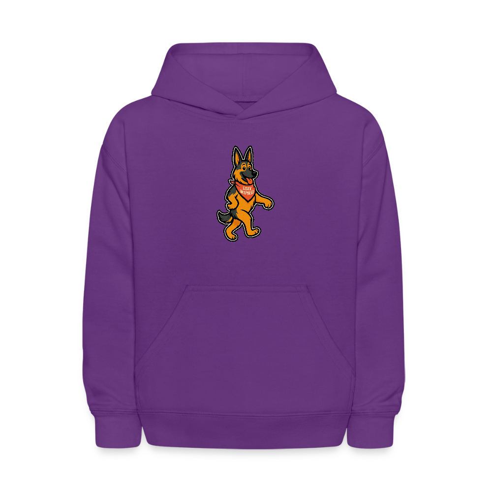 Dancing German Shepherd Kids Hoodie - purple