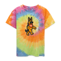 Dancing German Shepherd Kids Tie Dye T-Shirt - rainbow