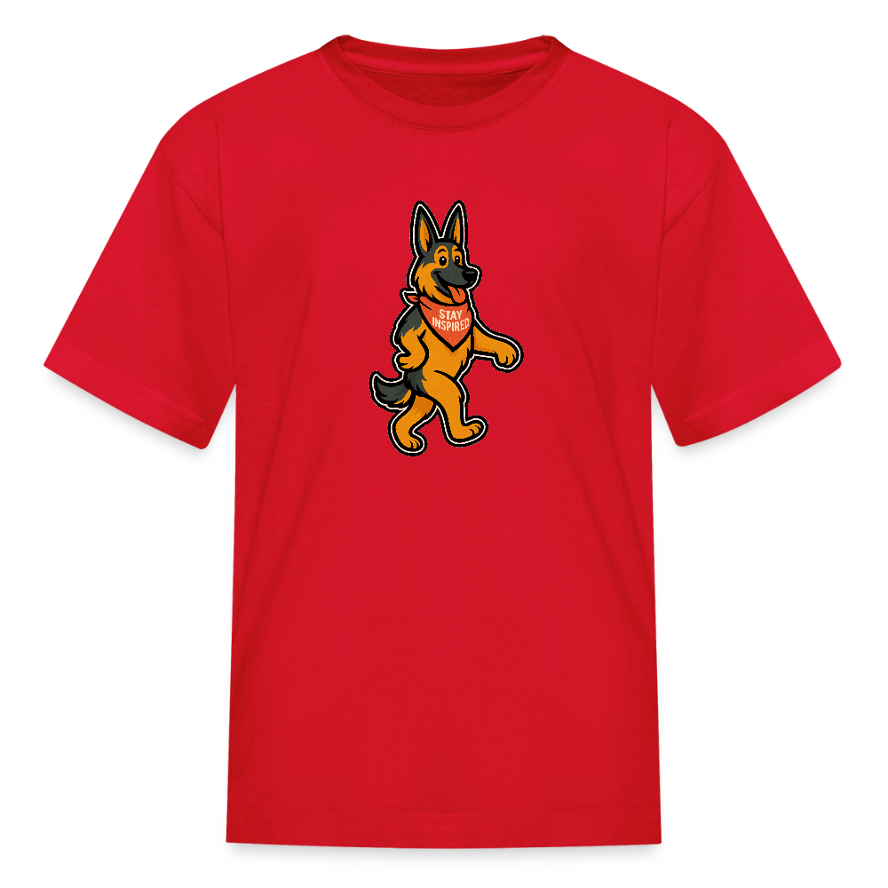 Dancing German Shepherd Kids T-Shirt - red