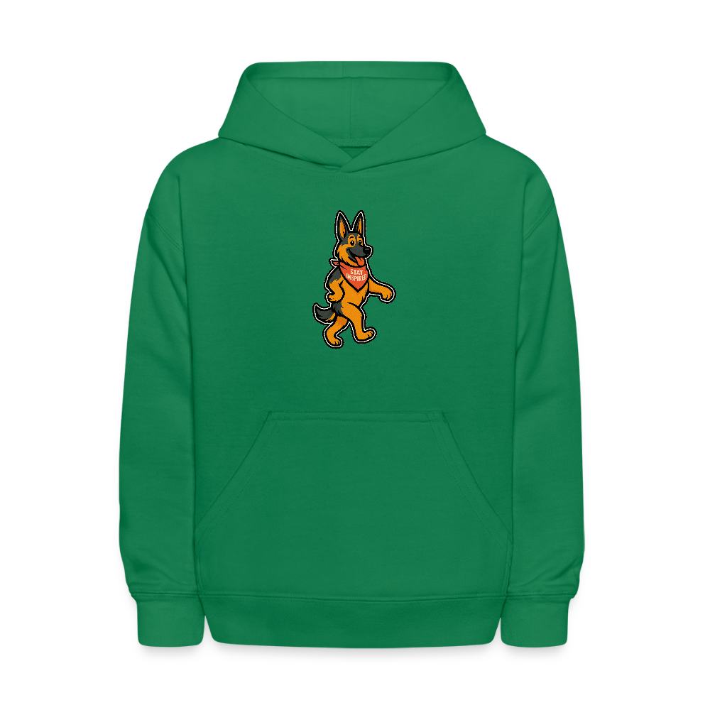Dancing German Shepherd Kids Hoodie - kelly green