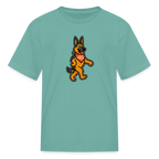 Dancing German Shepherd Kids T-Shirt - aquatic