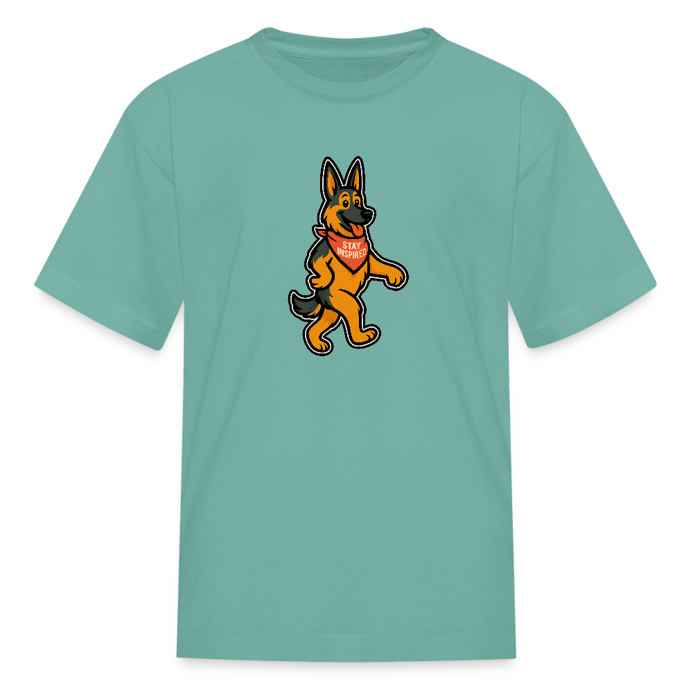 Dancing German Shepherd Kids T-Shirt - aquatic