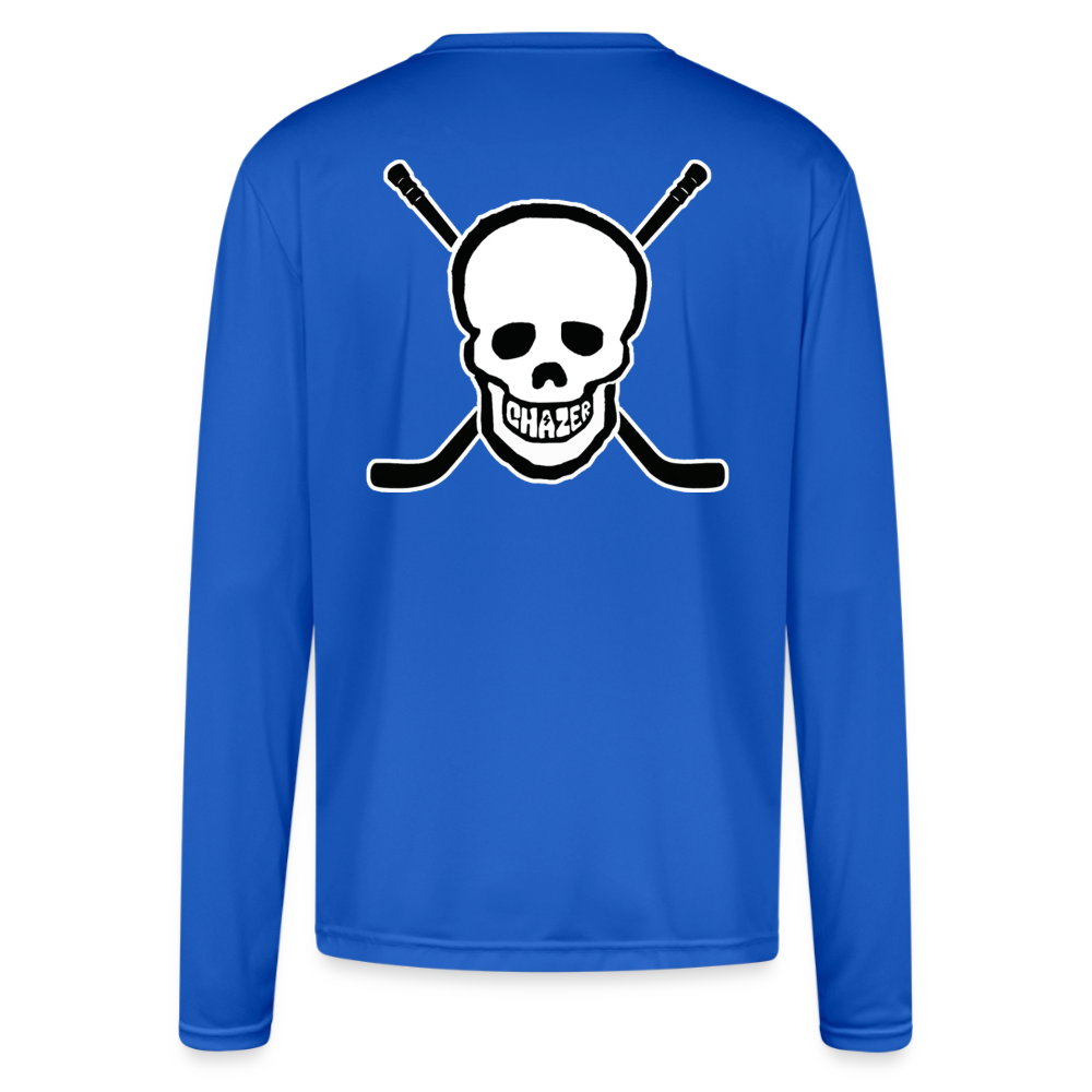 Skull and Hockey Sticks Long Sleeve Active Tee - royal blue