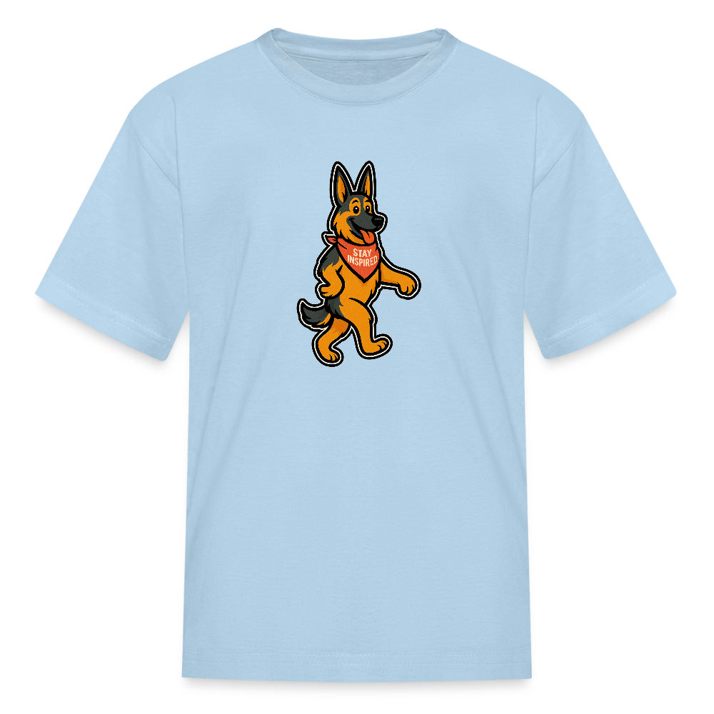 Dancing German Shepherd Kids T-Shirt - powder blue