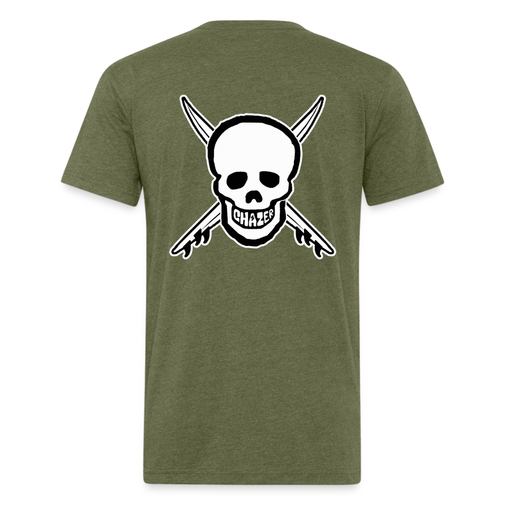 Skull & Surfboards Tee - heather military green