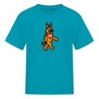 Dancing German Shepherd Kids T-Shirt - turquoise