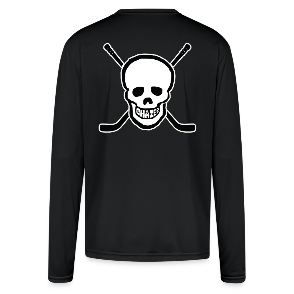 Skull and Hockey Sticks Long Sleeve Active Tee - black