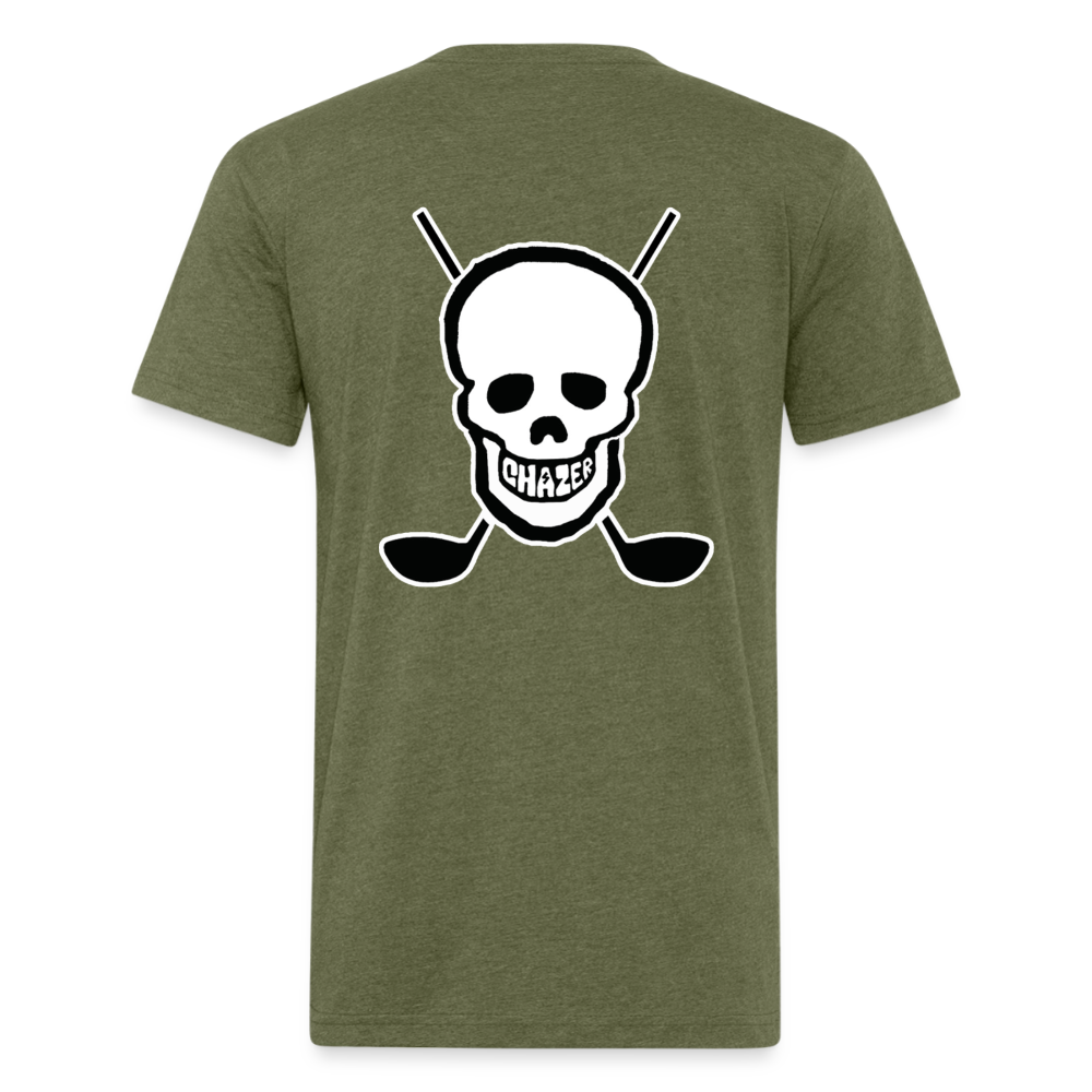 Skull & Golf Clubs Tee - heather military green
