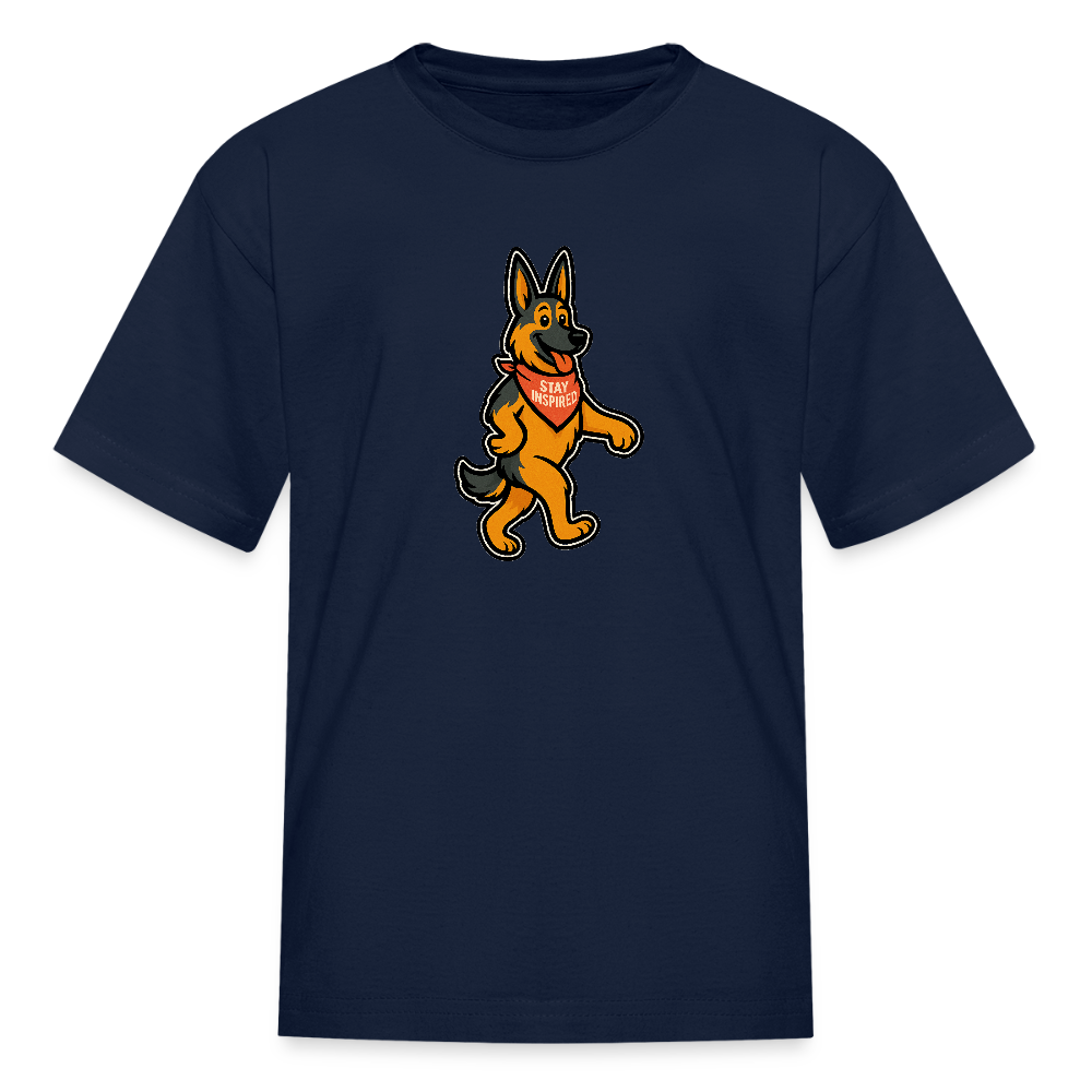 Dancing German Shepherd Kids T-Shirt - navy