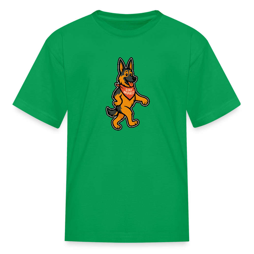 Dancing German Shepherd Kids T-Shirt - kelly green